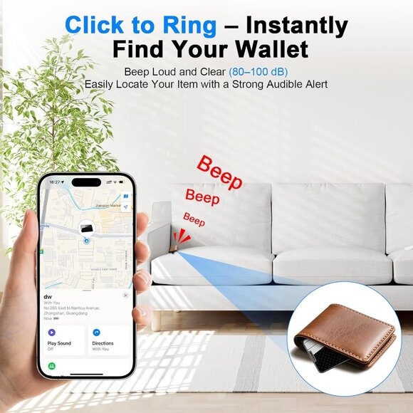 Wallet Tracker, Bluetooth Smart Card Finder for Wallets, Tracker Waterproof BLUE - Picture 3 of 7